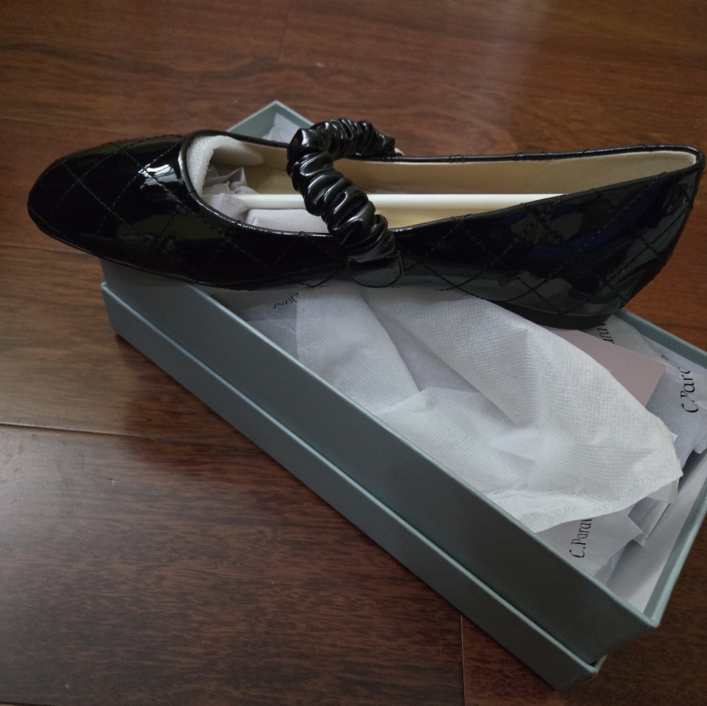 C.paravano Elegant Black Quilted Women's Flats Various Sizes - Picture 3 of 7